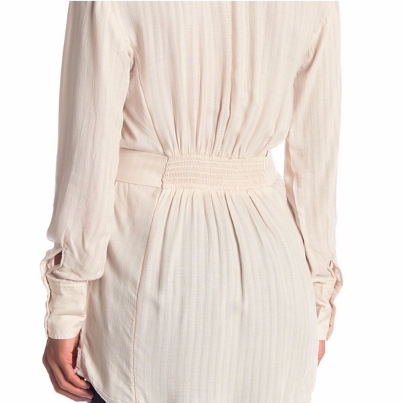 Free People Ivory Buckle Boho Long Sleeve Flowy  Fitted Blouse Size L - Picture 2 of 13